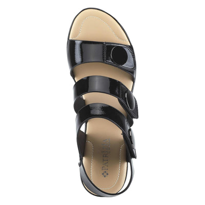 Patrizia Women's Triodee Heeled Sandal, Black Patent, 8.5