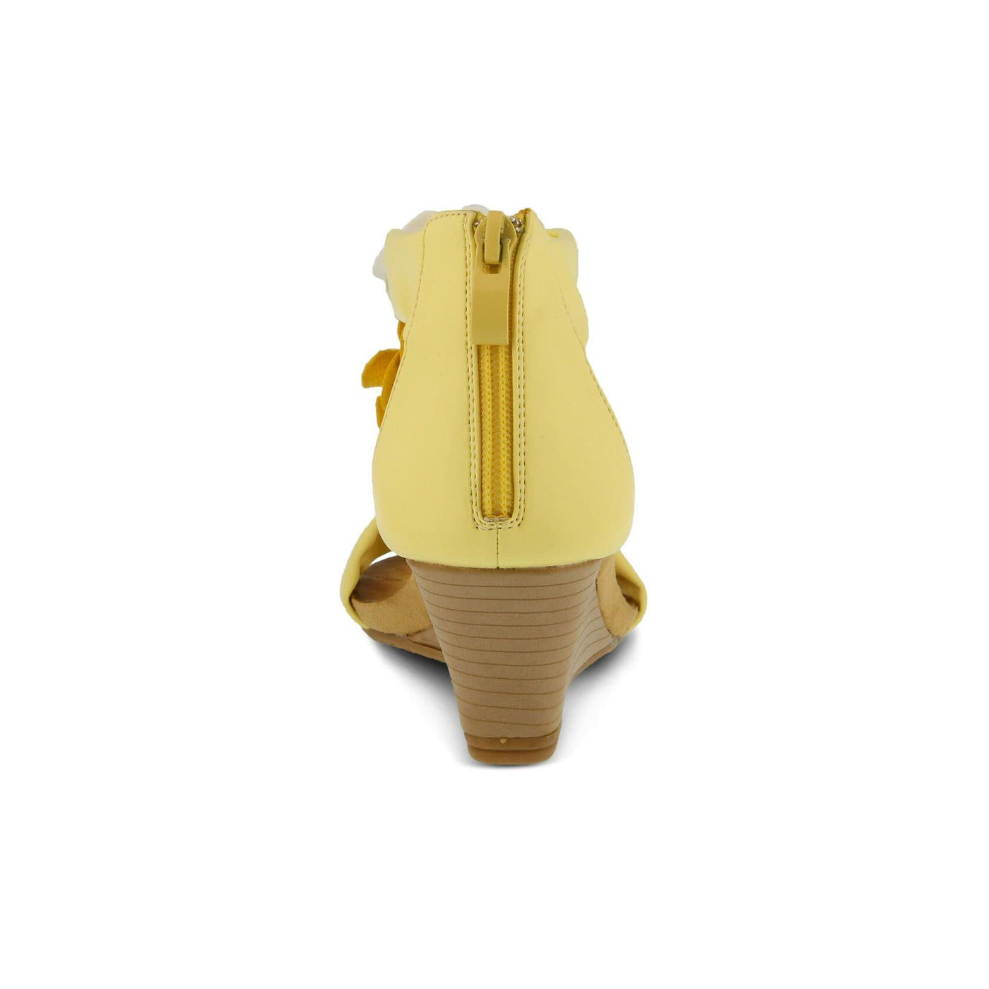 PATRIZIA Spring Step Harlequin Wedge Sandals for Womens - Ladies Sandals with Chic Flower T-Straps - Back Zipper Closure Womens Casuals Sandals - Light Yellow EU 42 / US 10.5-11