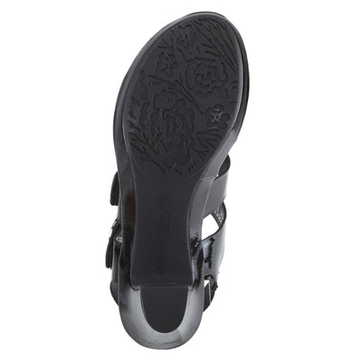 Patrizia Women's Triodee Heeled Sandal, Black Patent, 8.5