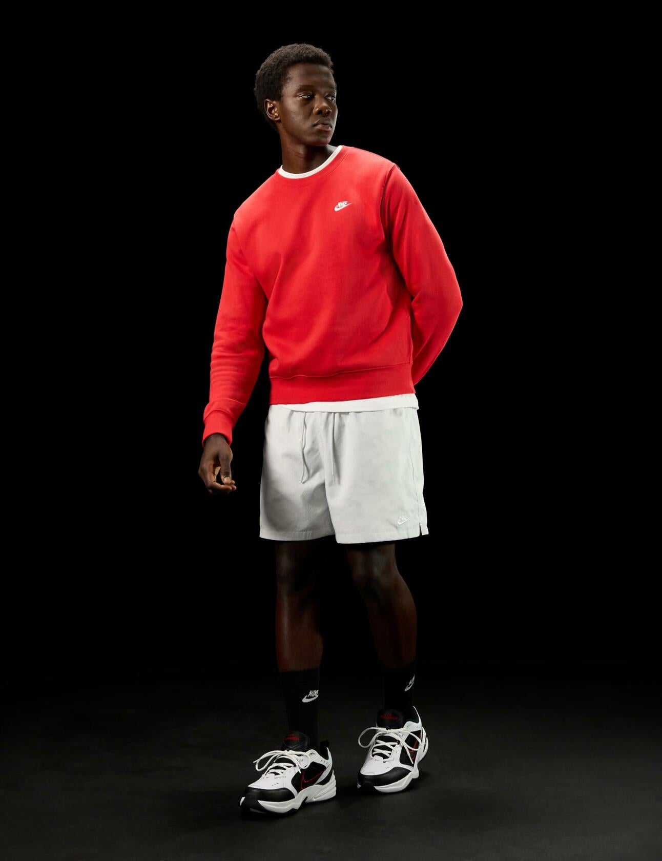 Nike Air Monarch IV Training Shoe (4E) - White/Black/Varsity Red, Size 9 US