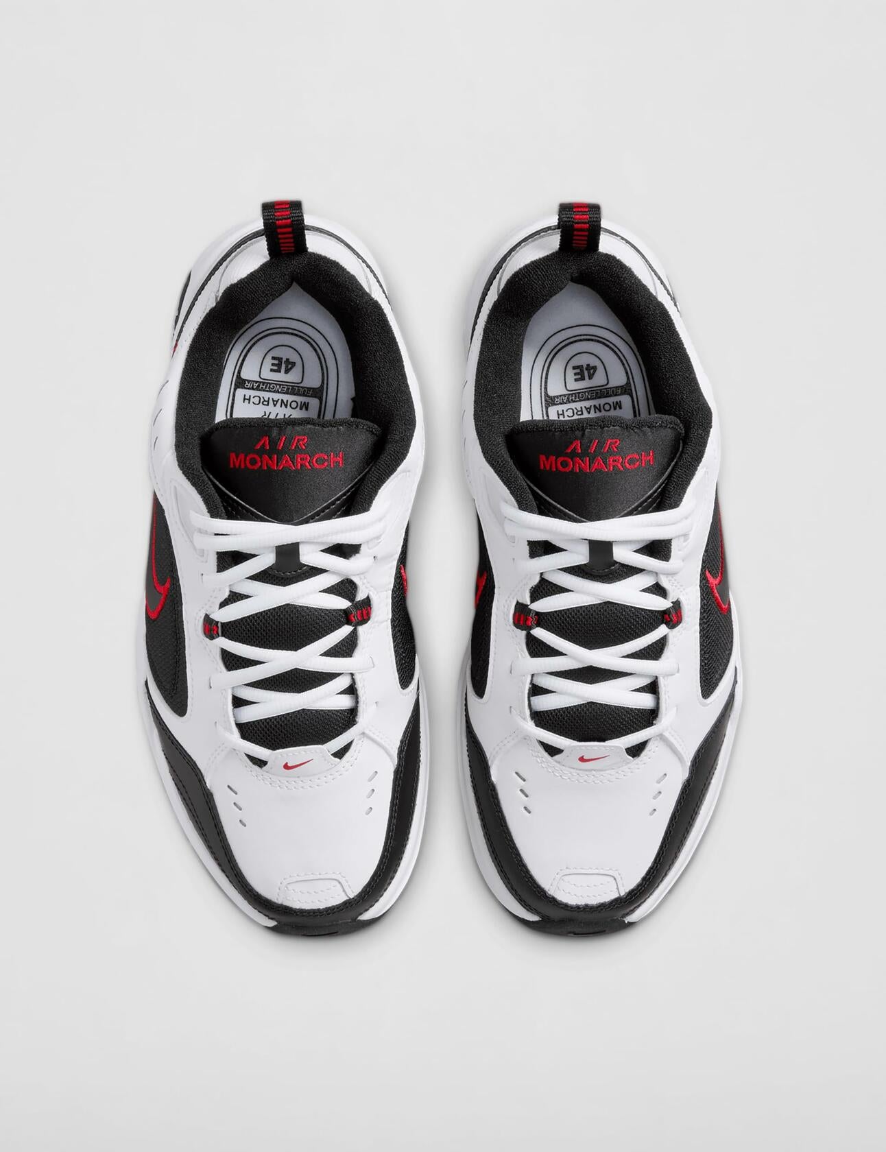 Nike Air Monarch IV Training Shoe (4E) - White/Black/Varsity Red, Size 9 US