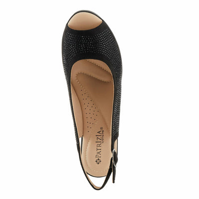 PATRIZIA Women's ADRIELLA Slingback Wedge Sandals Black EU 38 / US 7.5-8