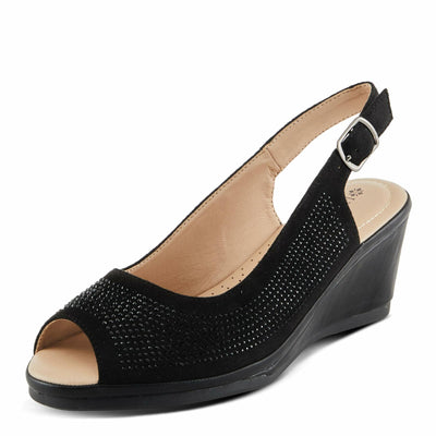 PATRIZIA Women's ADRIELLA Slingback Wedge Sandals Black EU 38 / US 7.5-8