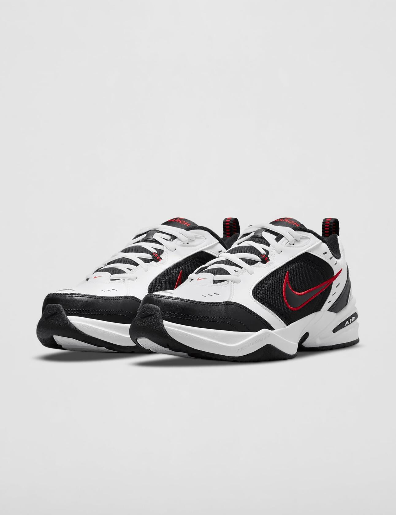 Nike Air Monarch IV Training Shoe (4E) - White/Black/Varsity Red, Size 9 US