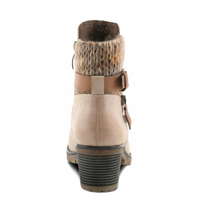 Spring Step Relife Style Rene Knee High Ankle Boots for Women | Shoes for Women with Zipper Closure, Sweater Knit Cuff and Faux Fur Insole Light Beige EU 42 / US 10.5-11