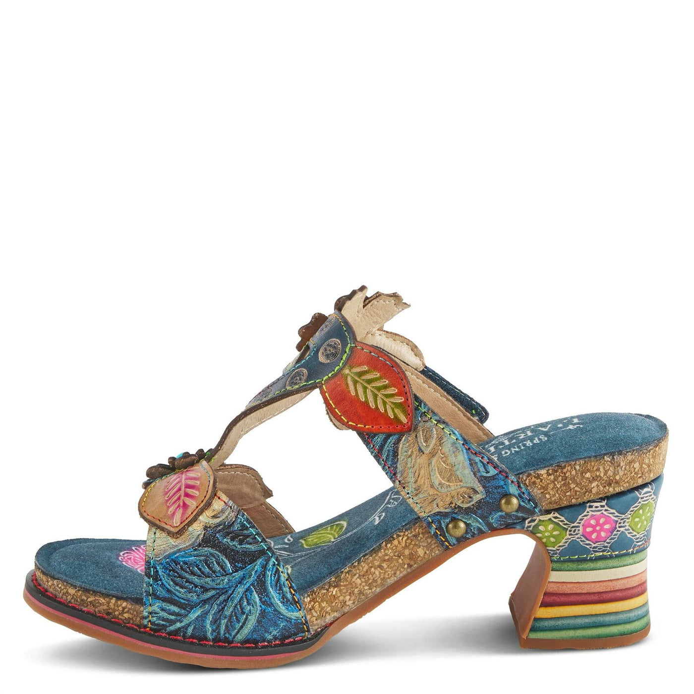 Spring Step L'Artiste Women's Rossie Slide High Heel SandalNavy Multi EU 38 / US 7.5-8