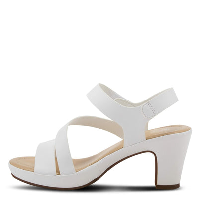PATRIZIA Spring Step Asymadade Sandals for Women - Low Heel Slip-On Summer Sandals - Ladies Casual Platform Sandal with Hook and Loop - White EU 35 / US 5