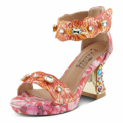 L'Artiste by Spring Step Women's Jewell Sandals, Red Multi, 7.5-8