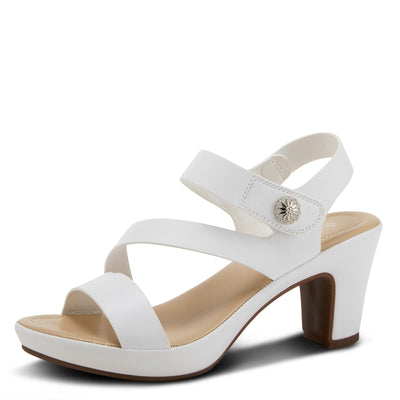 PATRIZIA Spring Step Asymadade Sandals for Women - Low Heel Slip-On Summer Sandals - Ladies Casual Platform Sandal with Hook and Loop - White EU 36 / US 5.5-6