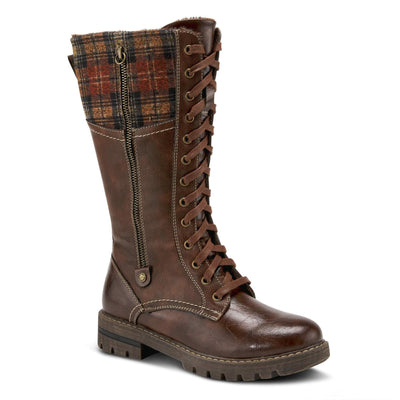 PATRIZIA Spring Step Chickeze Tall Boots for Women - Pull-On Ladies Boots with Lace-up, Zipper Closure - Womens Boots for Outdoor - Brown Multi EU 40 / US 9