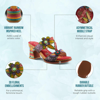 Spring Step L'Artiste Women's Rossie Slide High Heel SandalRed Multi EU 35 / US 5