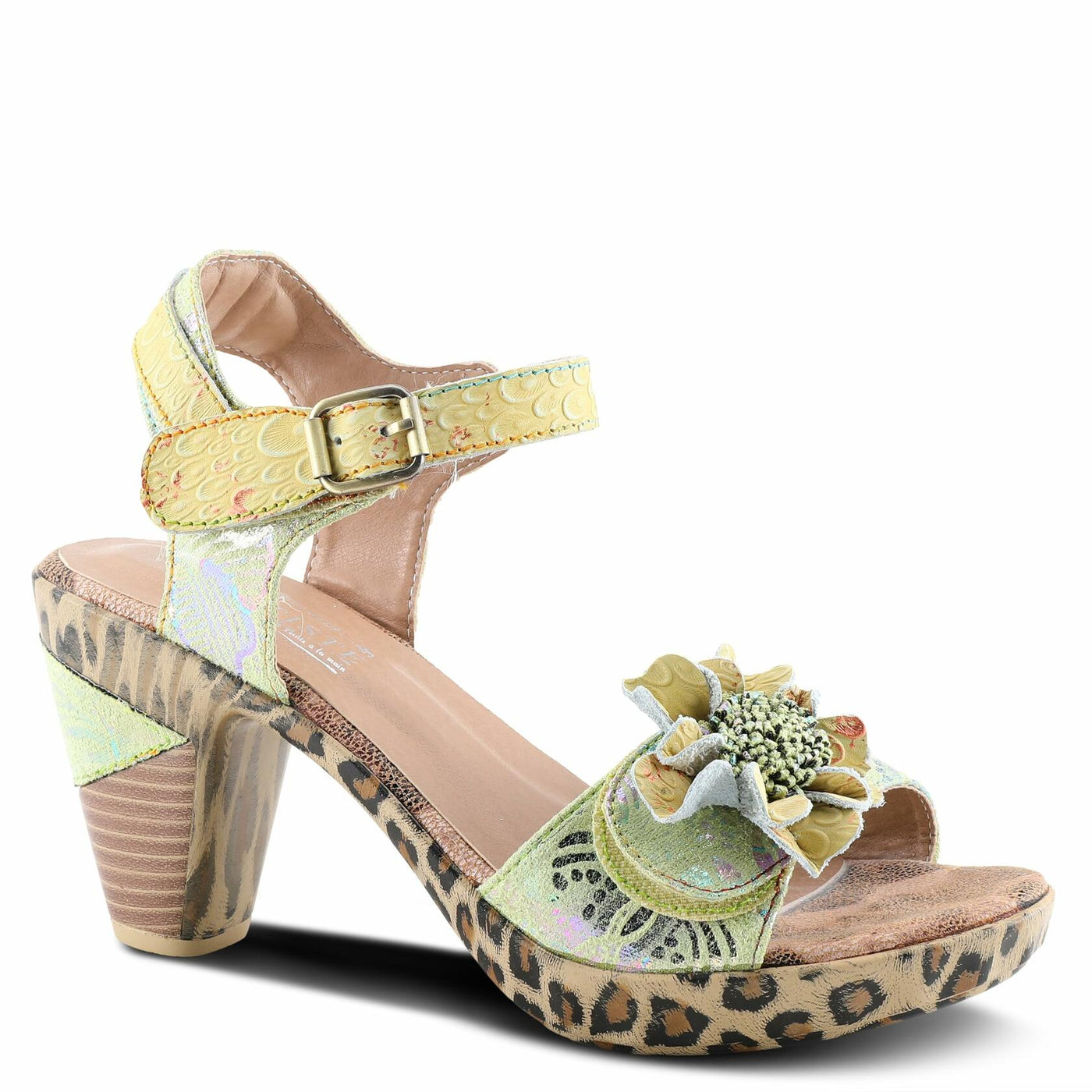 Spring Step L'Artiste Women's Wildcat Quarter Strap Sandal Lime Green Multi EU 37 / US 6.5-7
