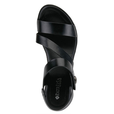PATRIZIA Spring Step Asymadade Sandals for Women - Low Heel Slip-On Summer Sandals - Ladies Casual Platform Sandal with Hook and Loop - Black EU 40 / US 9
