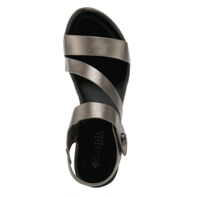 PATRIZIA Spring Step Asymadade Sandals for Women - Low Heel Slip-On Summer Sandals - Ladies Casual Platform Sandal with Hook and Loop - Pewter EU 35 / US 5