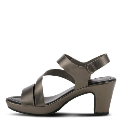 PATRIZIA Spring Step Asymadade Sandals for Women - Low Heel Slip-On Summer Sandals - Ladies Casual Platform Sandal with Hook and Loop - Pewter EU 35 / US 5