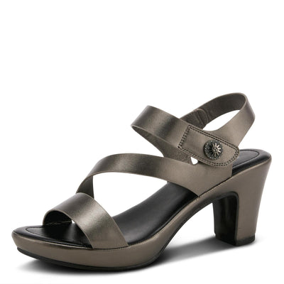 PATRIZIA Spring Step Asymadade Sandals for Women - Low Heel Slip-On Summer Sandals - Ladies Casual Platform Sandal with Hook and Loop - Pewter EU 35 / US 5
