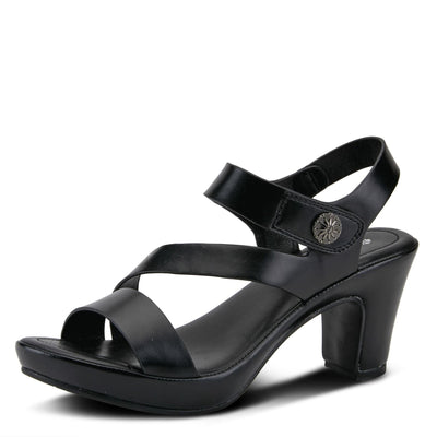 PATRIZIA Spring Step Asymadade Sandals for Women - Low Heel Slip-On Summer Sandals - Ladies Casual Platform Sandal with Hook and Loop - Black EU 40 / US 9