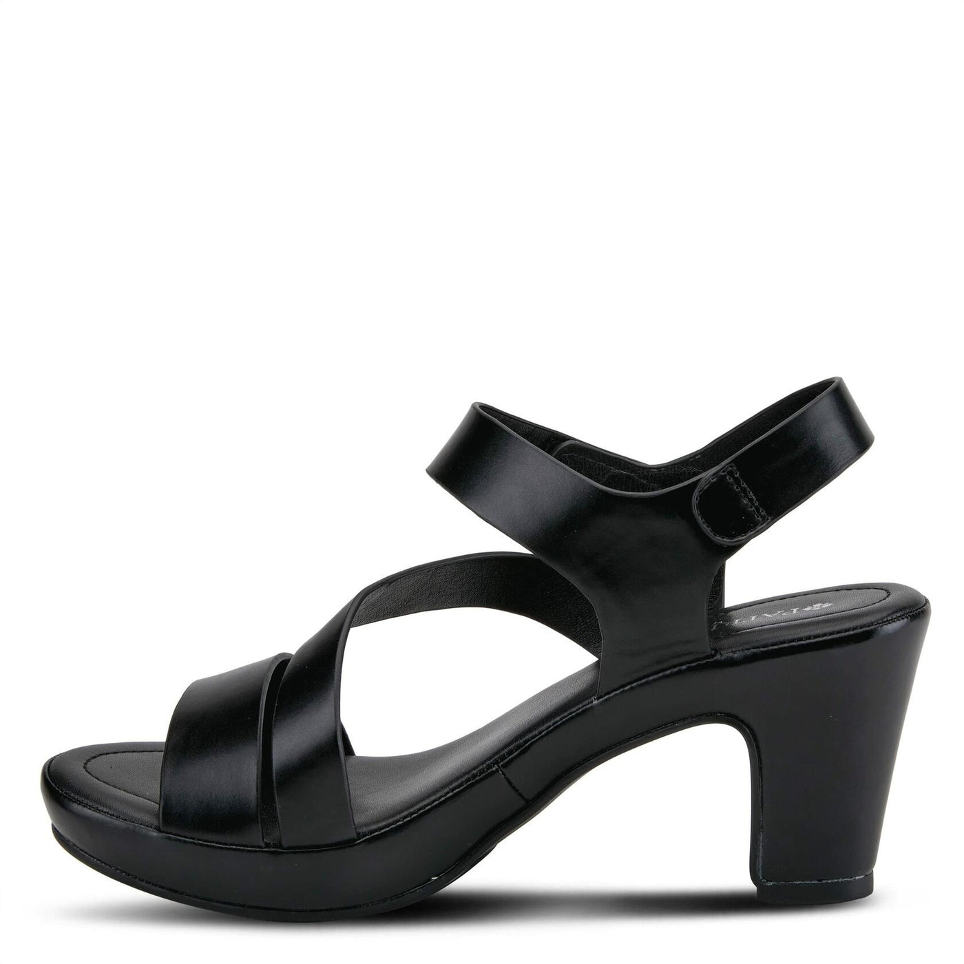 PATRIZIA Spring Step Asymadade Sandals for Women - Low Heel Slip-On Summer Sandals - Ladies Casual Platform Sandal with Hook and Loop - Black EU 39 / US 8.5