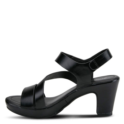 PATRIZIA Spring Step Asymadade Sandals for Women - Low Heel Slip-On Summer Sandals - Ladies Casual Platform Sandal with Hook and Loop - Black EU 39 / US 8.5