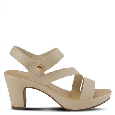 PATRIZIA Spring Step Asymadade Sandals for Women - Low Heel Slip-On Summer Sandals - Ladies Casual Platform Sandal with Hook and Loop - Beige EU 40 / US 9