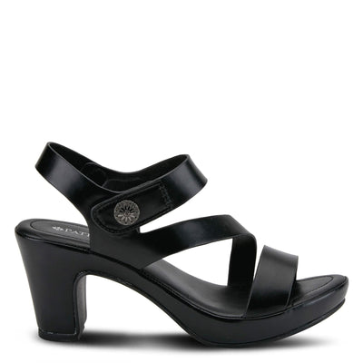 PATRIZIA Spring Step Asymadade Sandals for Women - Low Heel Slip-On Summer Sandals - Ladies Casual Platform Sandal with Hook and Loop - Black EU 40 / US 9
