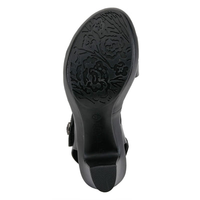 PATRIZIA Spring Step Asymadade Sandals for Women - Low Heel Slip-On Summer Sandals - Ladies Casual Platform Sandal with Hook and Loop - Black EU 39 / US 8.5