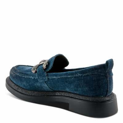 PATRIZIA Women's Marlen Velvet Loafers with Metal Ornamentation, Crystal Details, and Comfortable Fit