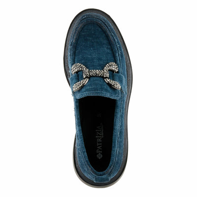 PATRIZIA Women's Marlen Velvet Loafers with Metal Ornamentation, Crystal Details, and Comfortable Fit