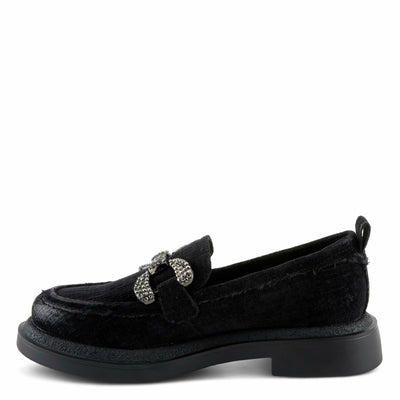 PATRIZIA Women's Marlen Velvet Loafers with Metal Ornamentation, Crystal Details, and Comfortable Fit