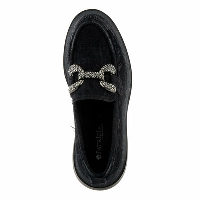 PATRIZIA Women's Marlen Velvet Loafers with Metal Ornamentation, Crystal Details, and Comfortable Fit