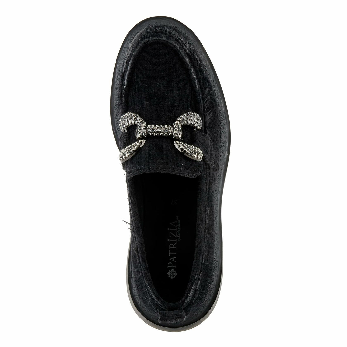 PATRIZIA Women's Marlen Velvet Loafers with Metal Ornamentation, Crystal Details, and Comfortable Fit