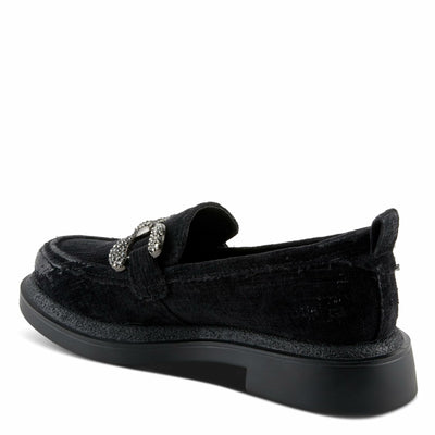PATRIZIA Women's Marlen Velvet Loafers with Metal Ornamentation, Crystal Details, and Comfortable Fit