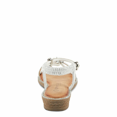 PATRIZIA Women's CHARMER T-Strap Flat Sandals Silver EU 37 / US 6.5-7
