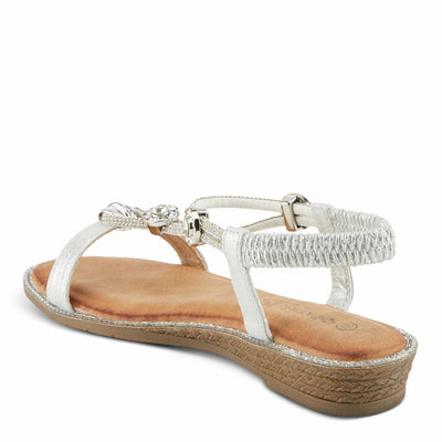 PATRIZIA Women's CHARMER T-Strap Flat Sandals Silver EU 37 / US 6.5-7