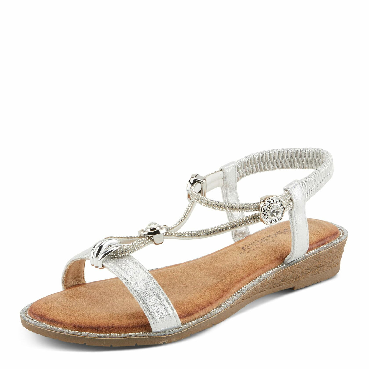 PATRIZIA Women's CHARMER T-Strap Flat Sandals Silver EU 37 / US 6.5-7