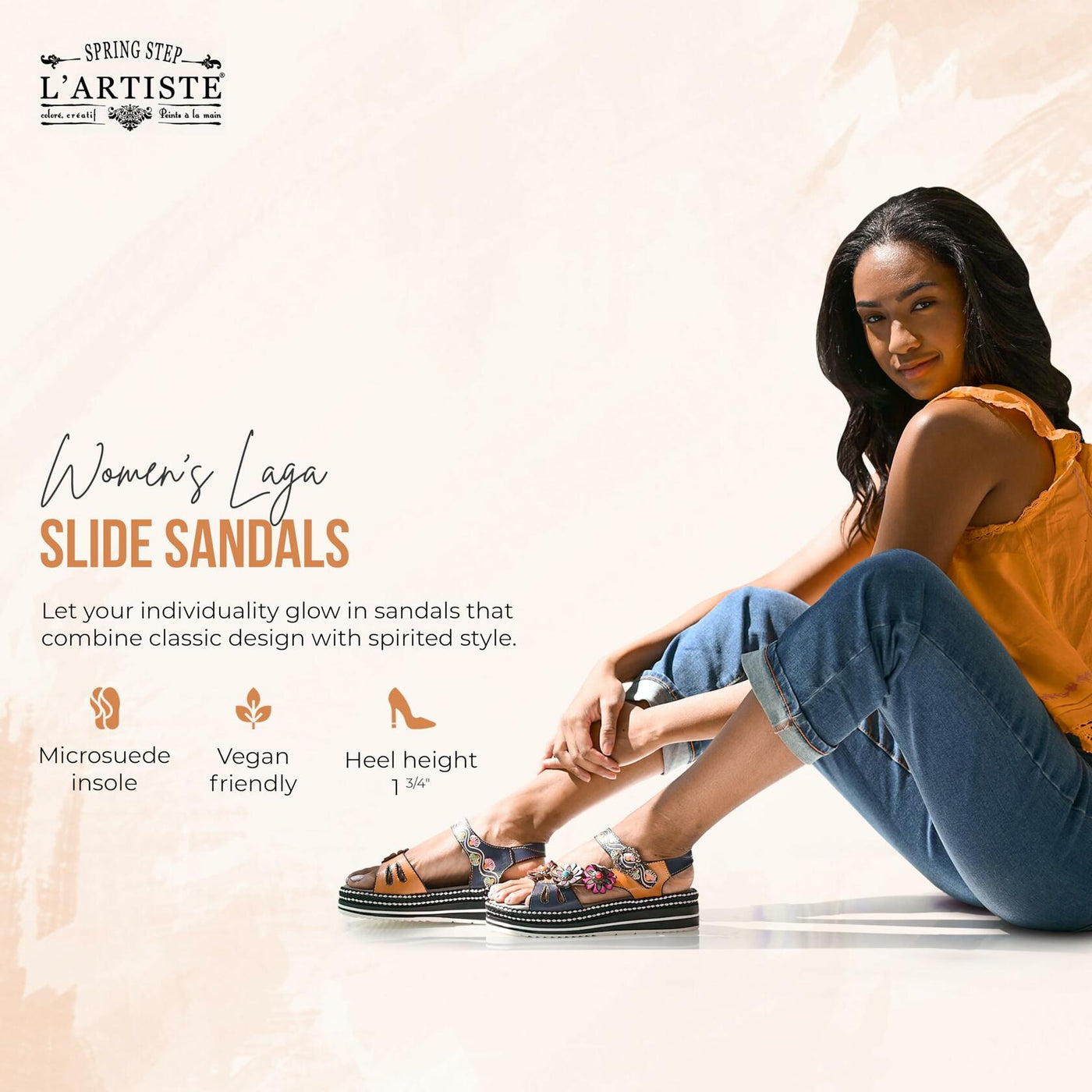 Spring Step L'Artiste Women's Laga Slide Sandal Navy Multi EU 37 / US 6.5-7