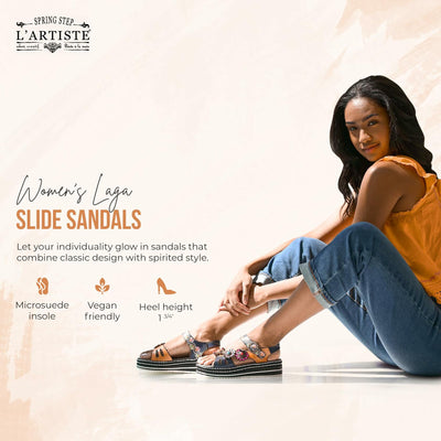 Spring Step L'Artiste Women's Laga Slide Sandal Navy Multi EU 37 / US 6.5-7