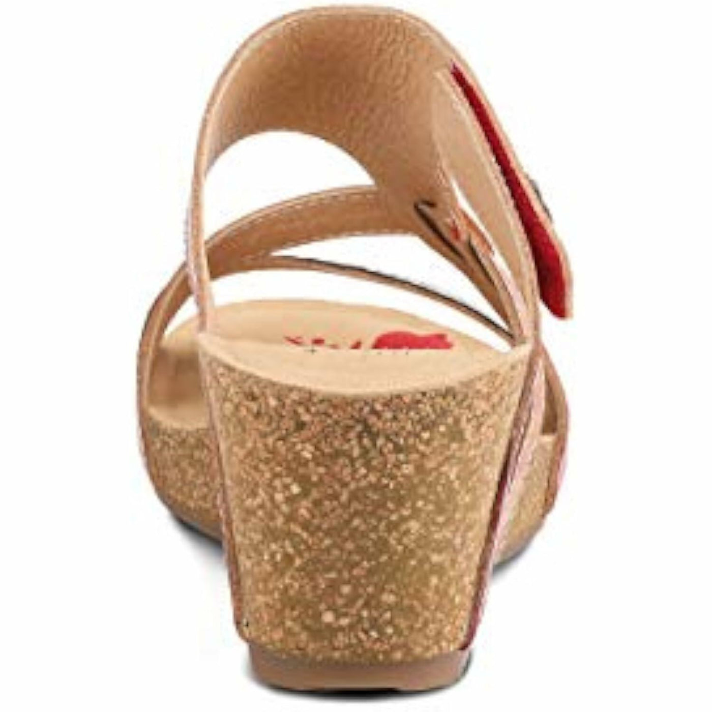 L'Artiste by Spring Step Women's Swan Slide Sandals Hand Painted Leather, Adjustable Straps, Floral Design, Wedge Heel, Hook & Loop, Open Toe Red Multi 9.5-10