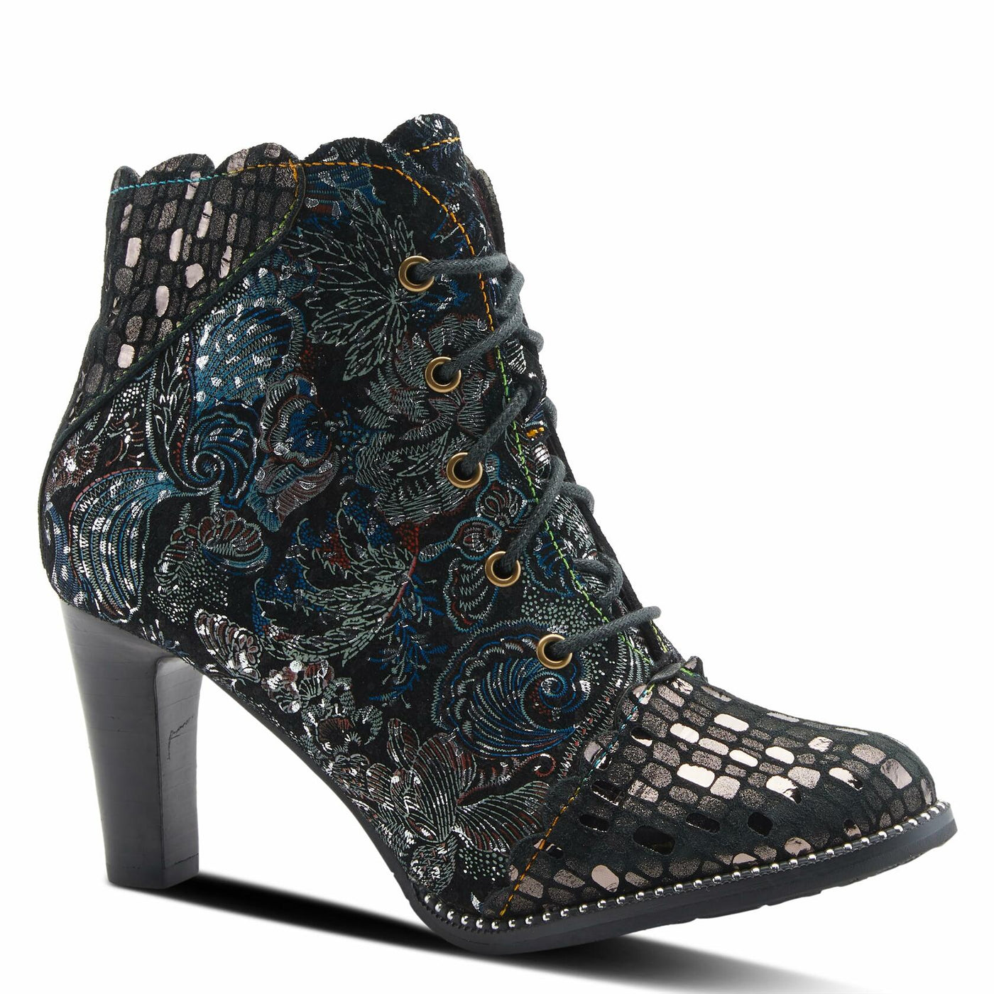 Spring Step L'Artiste Women's Glitterail Bootie Pewter Multi EU 40 / US 9
