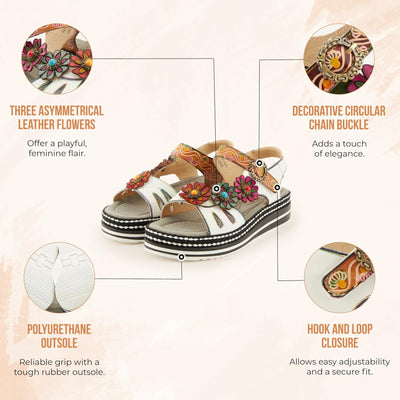 Spring Step L'Artiste Women's Laga Slide Sandal White Multi EU 40 / US 9