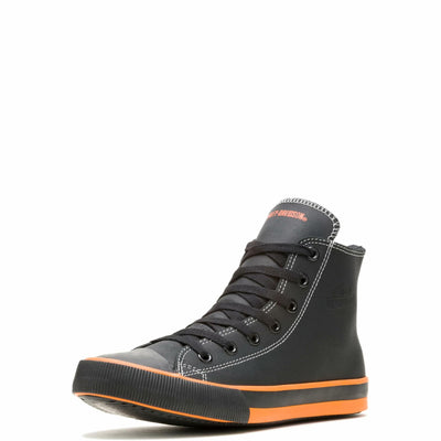 Harley-Davidson Men's Nathan Leather Motorcycle Casual Sneaker Vulcanized, Black, 9