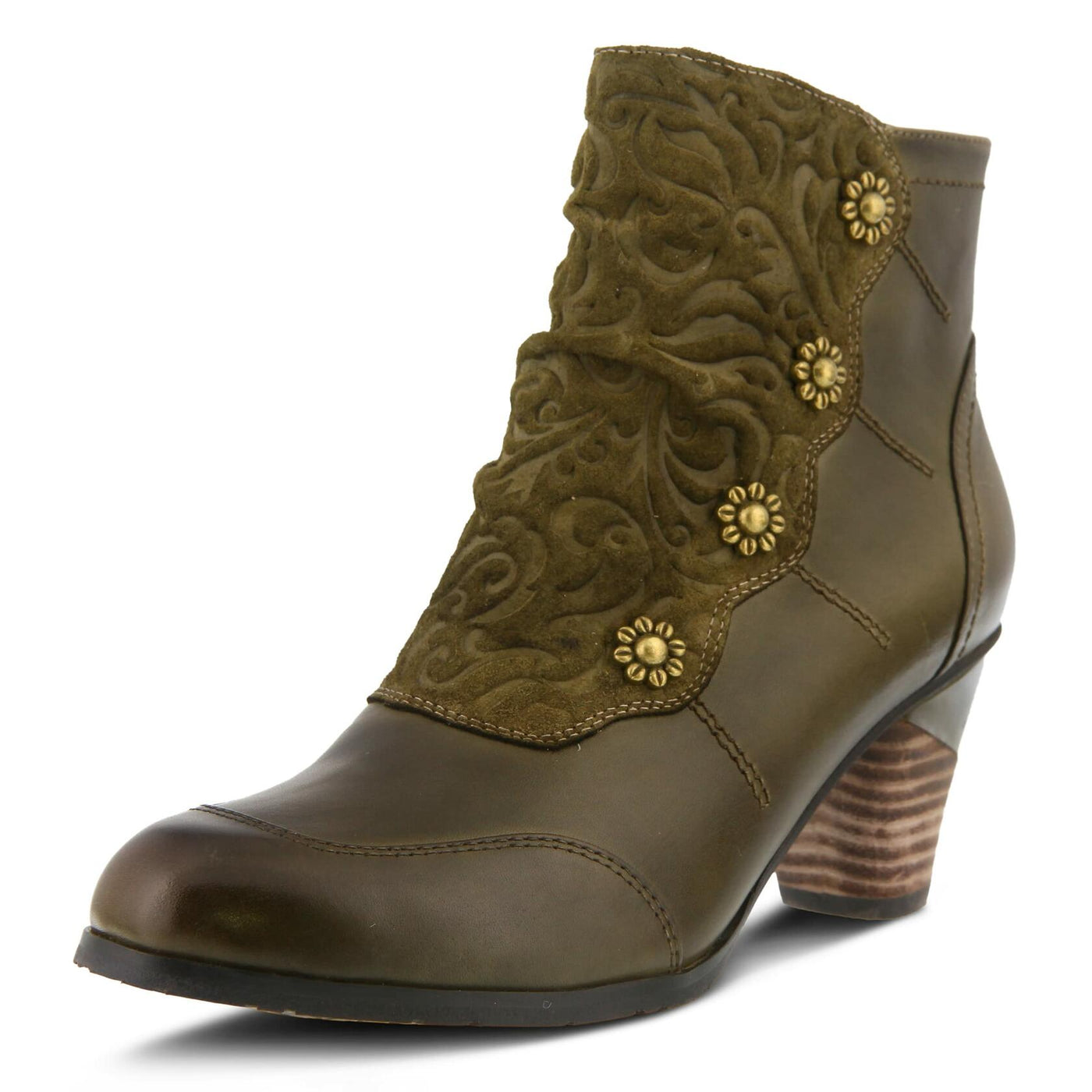 L’Artiste by Spring Step Women's Belgard Ankle Bootie, Olive Green, 41 EU/9.5-10 M US