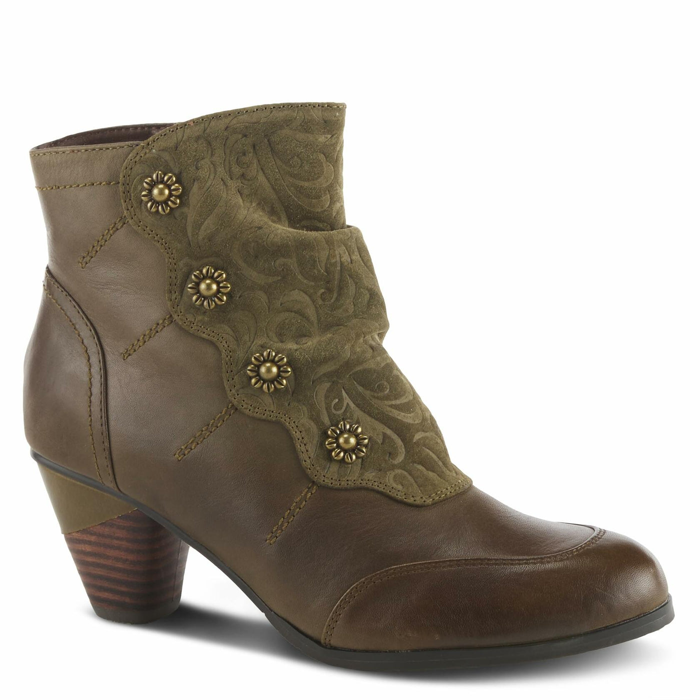 L’Artiste by Spring Step Women's Belgard Ankle Bootie, Olive Green, 41 EU/9.5-10 M US