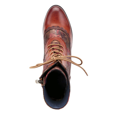 Spring Step L’Artiste Bewitch-Floral Booties for Women - Ankle Boots with Lace-Up and Zipper Closure - Comforble Boot for Women - Brown Multi EU 37 / US 6.5-7