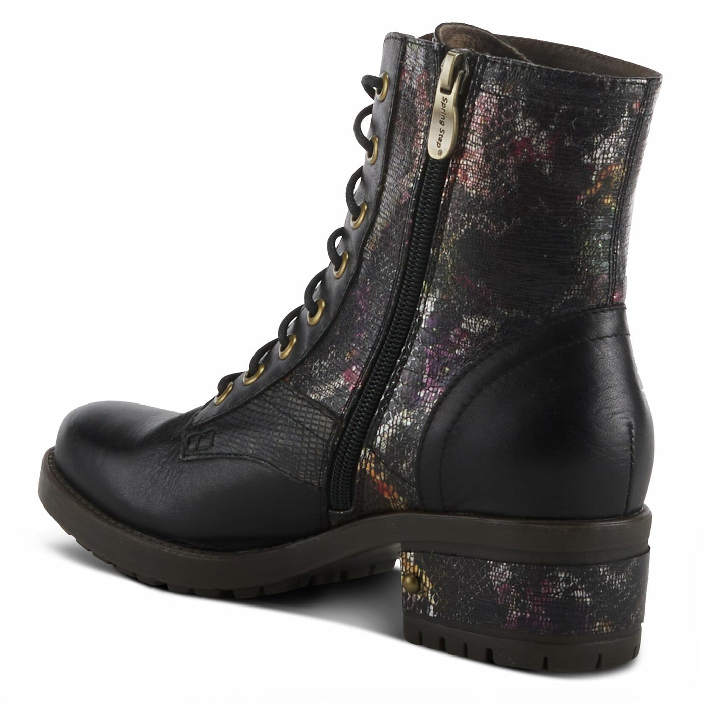 L'Artiste by Spring Step Marty Met Hand Painted Metallic Floral Ankle Boots for Women | Shoes for Women with Arch Support and Flexible Sole Black Multi EU 37 / US 6.5-7