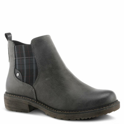Spring Step Women's Nonia Chelsea-Bootie with Plaid Elastic Stretch - Shock-Absorbing Grey EU 42/10.5-11