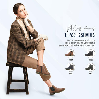Spring Step Women's Nonia Chelsea-Bootie with Plaid Elastic Stretch - Shock-Absorbing Grey EU 42/10.5-11