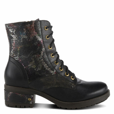 L'Artiste by Spring Step Marty Met Hand Painted Metallic Floral Ankle Boots for Women | Shoes for Women with Arch Support and Flexible Sole Black Multi EU 37 / US 6.5-7