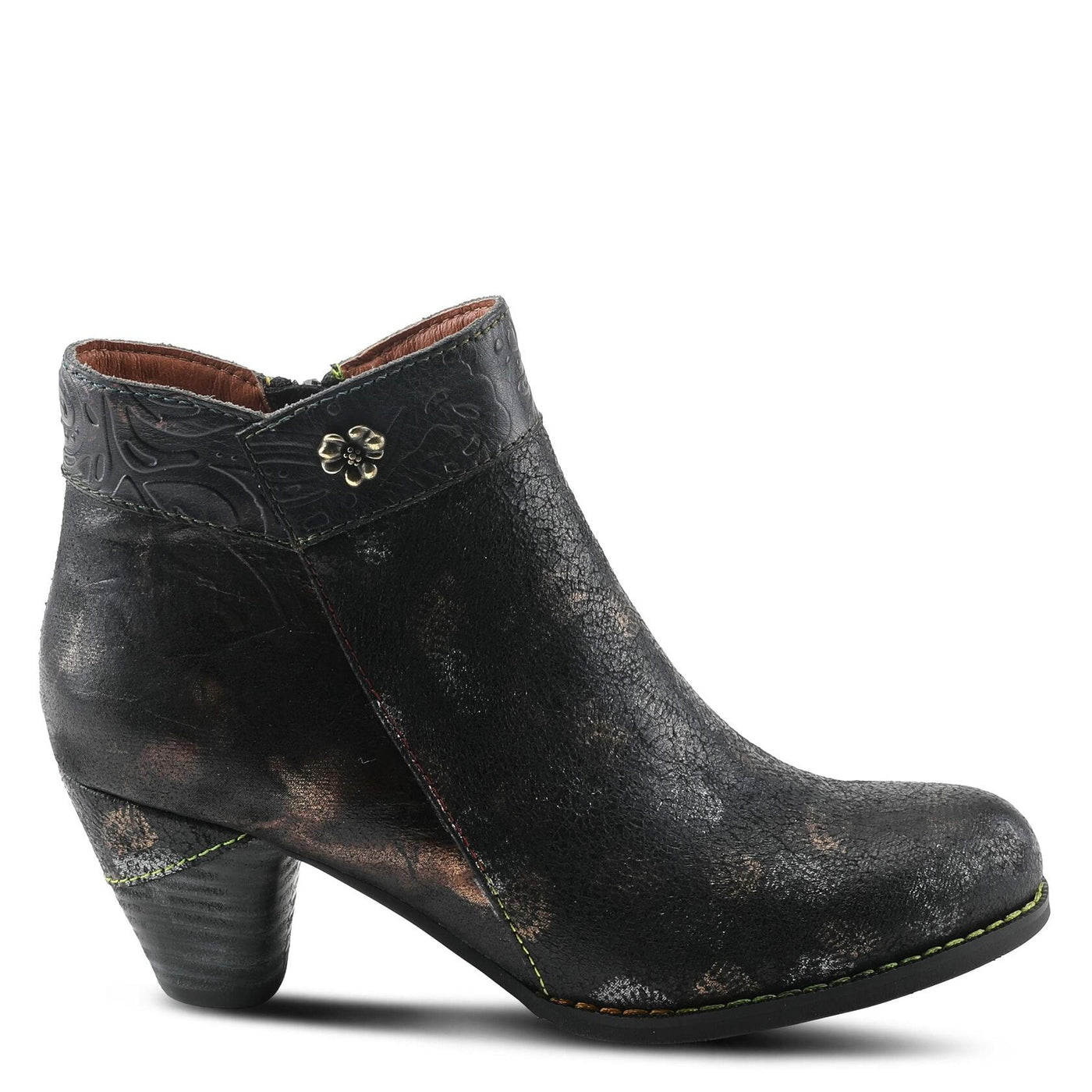 Spring Step L'Artiste Bestlove Ankle Boots for Women Low Heel | Casual Women's Boots Women with Metallic Brush Strokes and Cushion Footbed Black Multi EU 36 / US 5.5-6