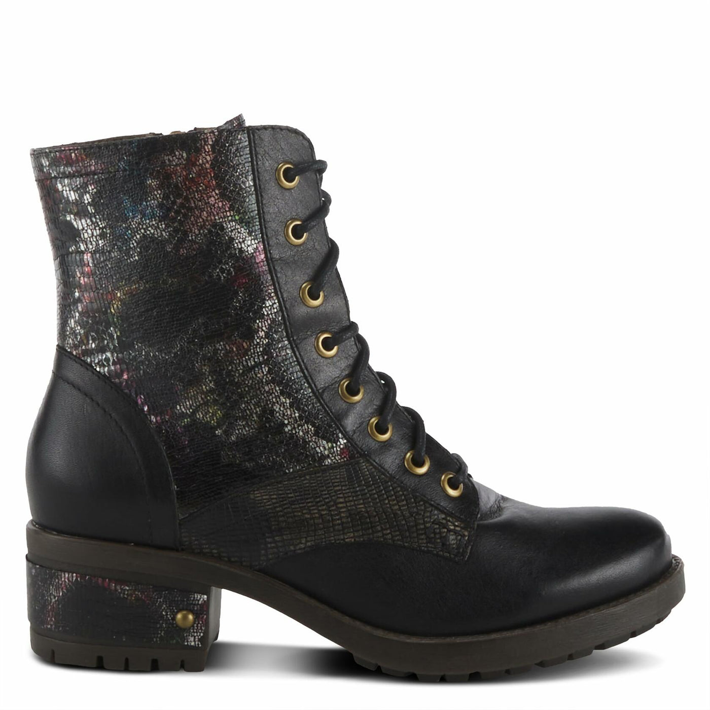 L'Artiste by Spring Step Marty Met Hand Painted Metallic Floral Ankle Boots for Women | Shoes for Women with Arch Support and Flexible Sole Black Multi EU 39 / US 8.5